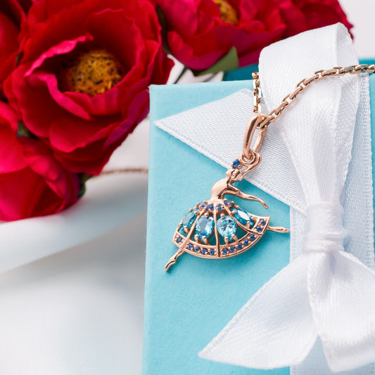 Silver Necklace with Gemstones "Ballerina"